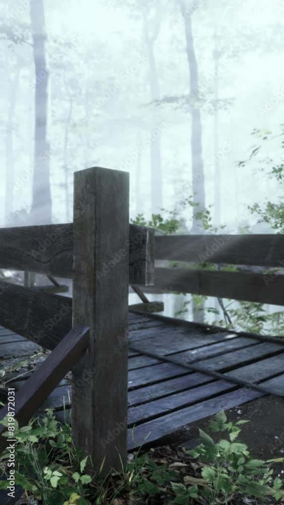 wooden steps in the forest disappeared in the thick fog wooden steps in the forest disappeared in the thick fog