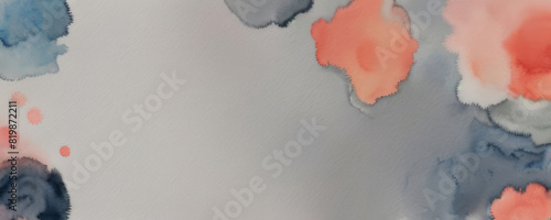 Background abstract watercolor paint texture with pink and gray spots and copy space. Generated by AI.