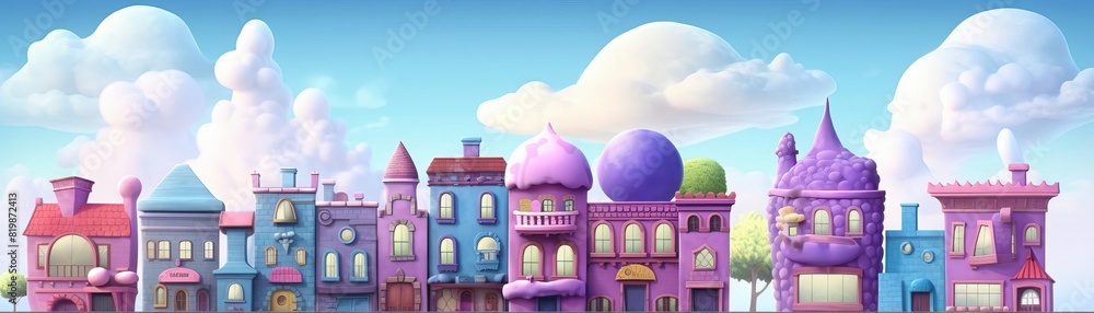 giggling monster hiding behind a city building flat design side view peekaboo play theme 3D render Tetradic color scheme giggling monster hiding behind a city building flat design side view peekaboo play theme 3D render Tetradic color scheme
