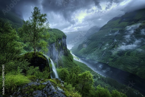 Majestic mountain landscape showcasing the beauty of nature with lush greenery and beautiful skies.