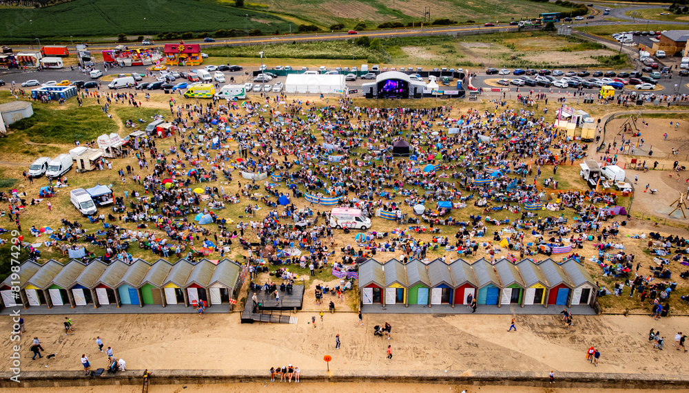 Obraz premium Drone view, Blyth Beach Music Festival