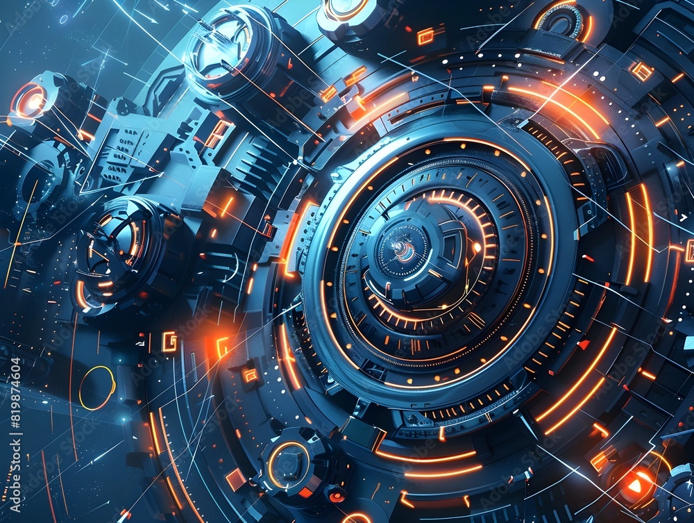 Obraz premium Captivating Showcase of Cutting-Edge Futuristic Technology in a Mesmerizing Digital Landscape