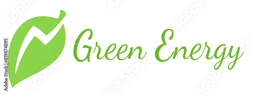Renewable green energy logo template design. Electric charge leaf icon. Sustainable eco power symbol. Vector illustration.