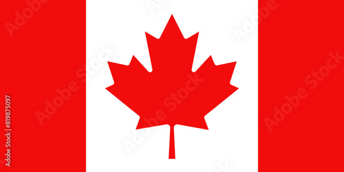 Flag of Canada. Official red maple leaf of Canada. Vector illustration