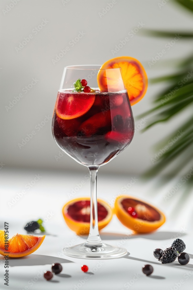 A glass of wine with a slice of orange on top