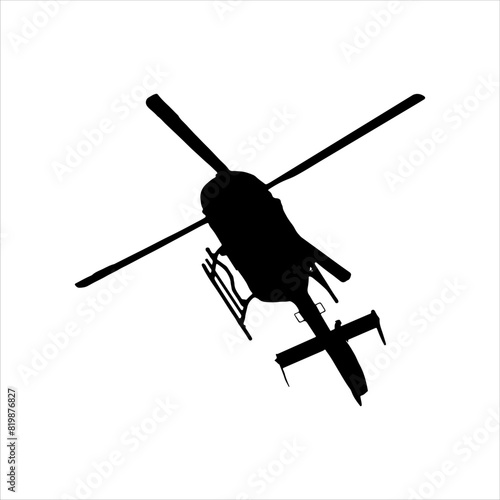 Bottom view helicopter silhouette isolated on white background. Helicopter icon vector illustration design.