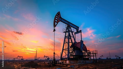 crude oil pump on a twilight sky photo