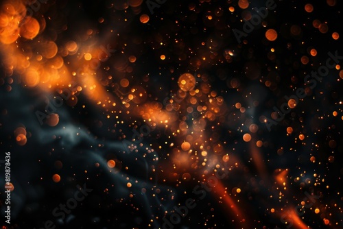 Abstract blurry black background with orange lights. Suitable for graphic design projects