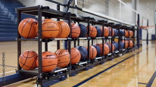 Organized Indoor Basketball Equipment for Sports Training and Games