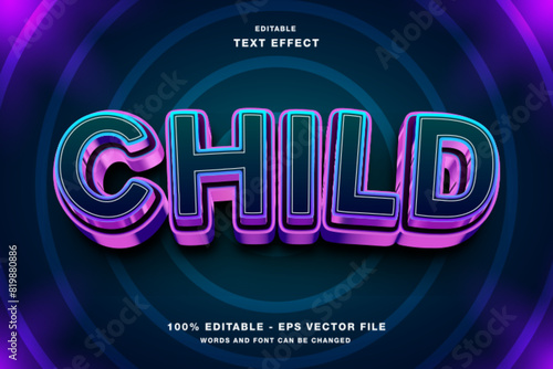 Child  3d  text style effect template editable