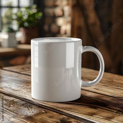 coffee mug mock in blank white over a table