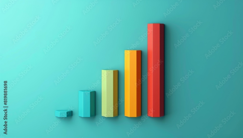 A bar graph with four bars. The bars are blue, green yellow, orange and red. The red bar is the tallest and the blue bar is the shortest. A bar graph with four bars. The bars are blue, green yellow, orange and red. The red bar is the tallest and the blue bar is the shortest.