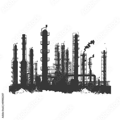 Silhouette Oil refinery industry black color only