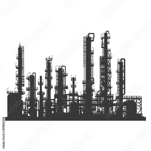 Silhouette Oil refinery industry black color only