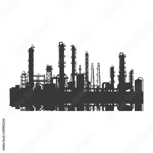 Silhouette Oil refinery industry black color only