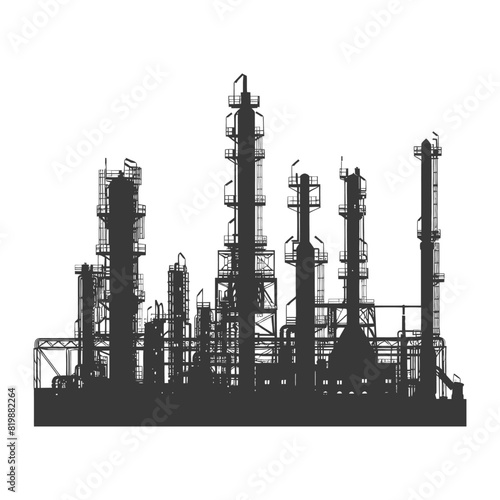 Silhouette Oil refinery industry black color only