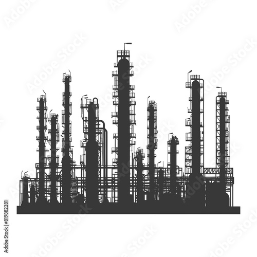 Silhouette Oil refinery industry black color only