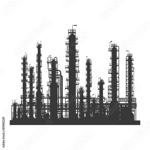 Silhouette Oil refinery industry black color only