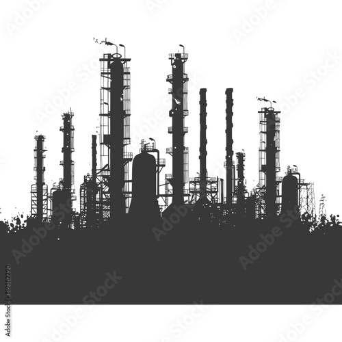 Silhouette Oil refinery industry black color only