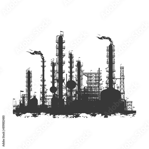 Silhouette Oil refinery industry black color only