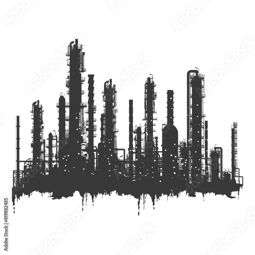 Silhouette Oil refinery industry black color only