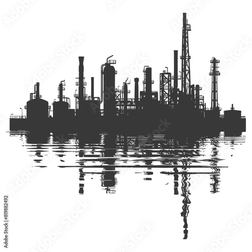 Silhouette Oil refinery industry black color only