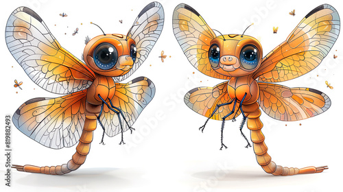 illustration of a cute dragonfly on a white background