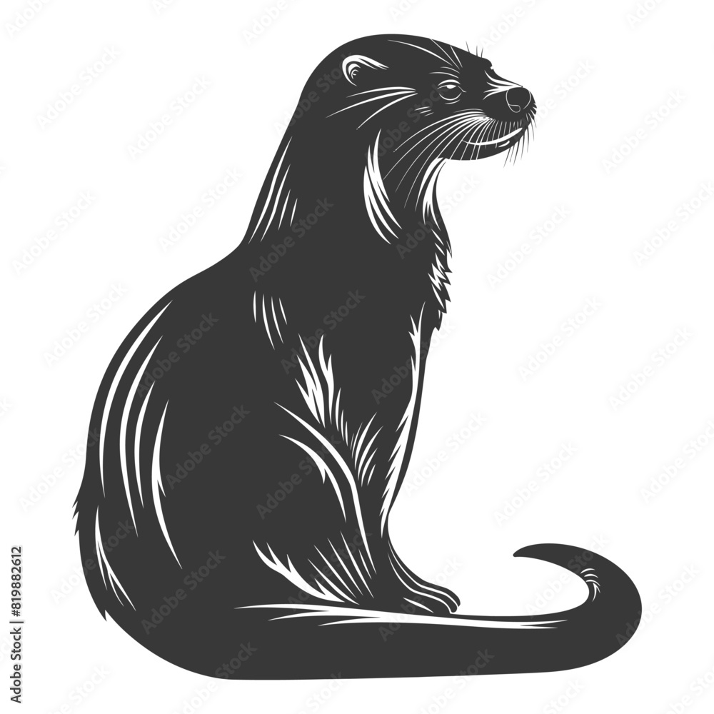 Silhouette Otter animal black color only Silhouette Otter animal black color only