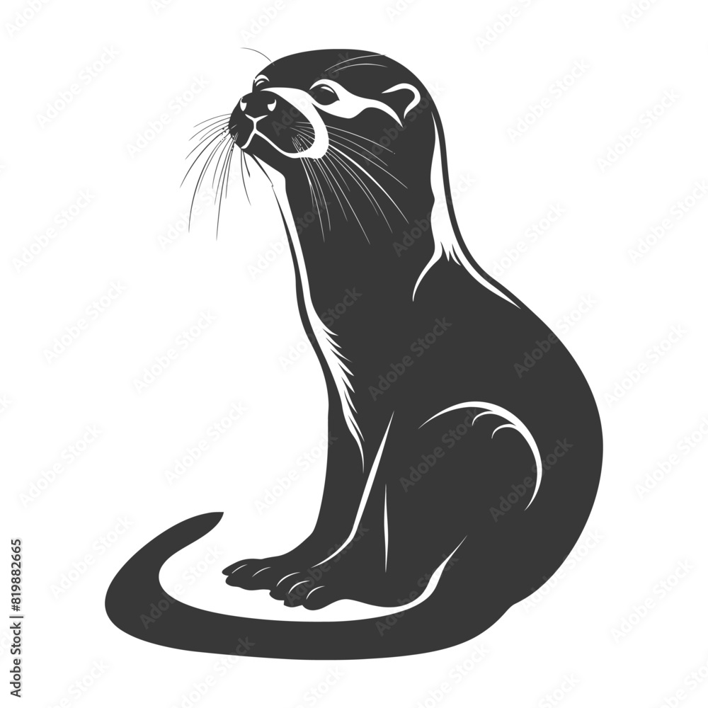 Silhouette Otter animal black color only Silhouette Otter animal black color only