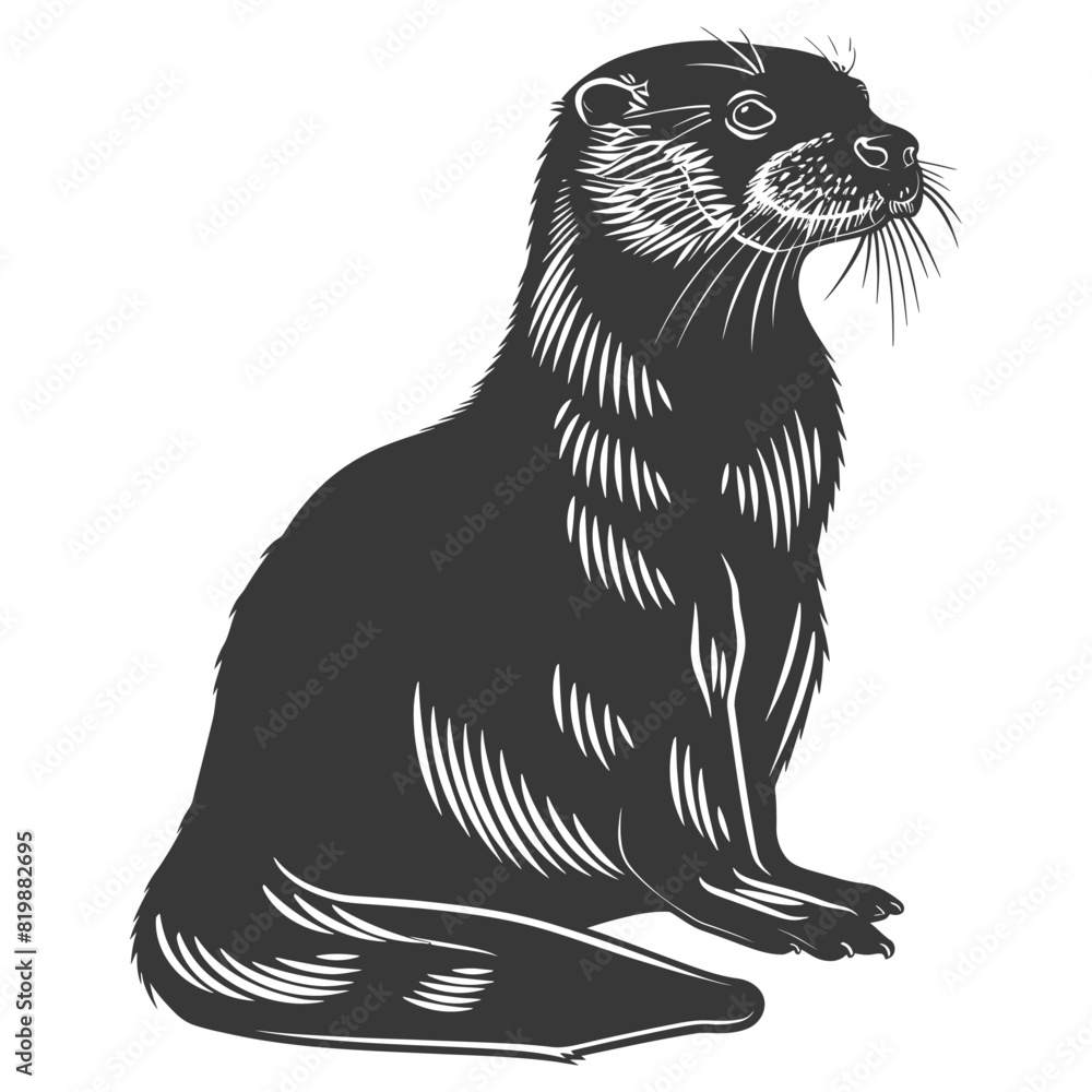 Silhouette Otter animal black color only Silhouette Otter animal black color only