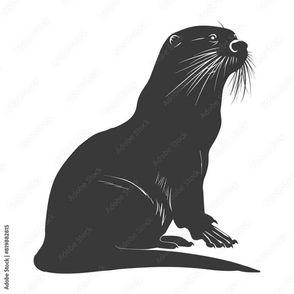 Silhouette Otter animal black color only
