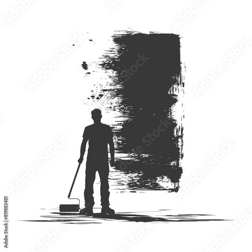 Silhouette paint roller black color only