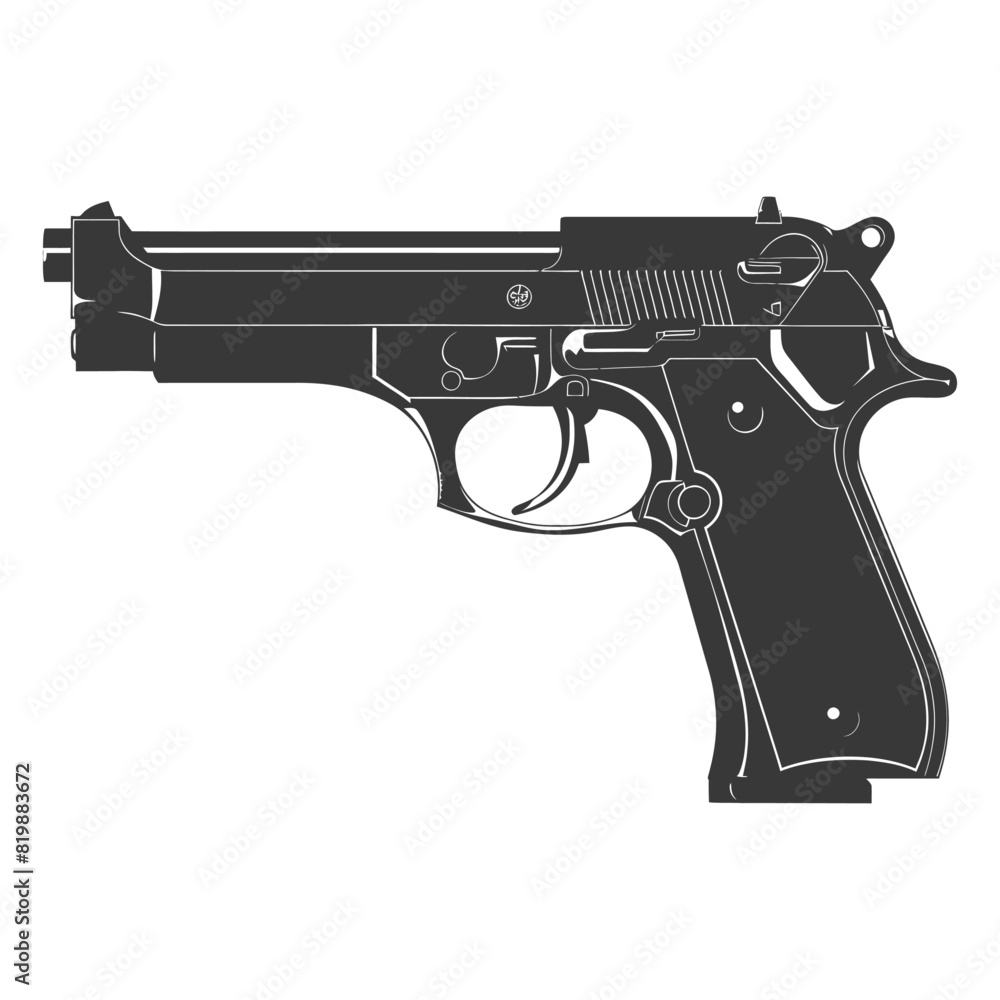 Silhouette Pistol gun military weapon black color only