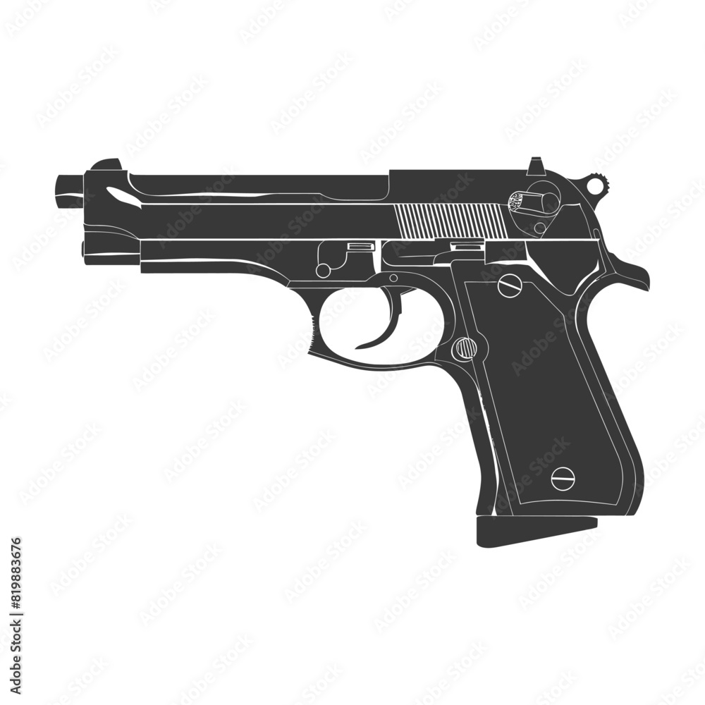 Silhouette Pistol gun military weapon black color only