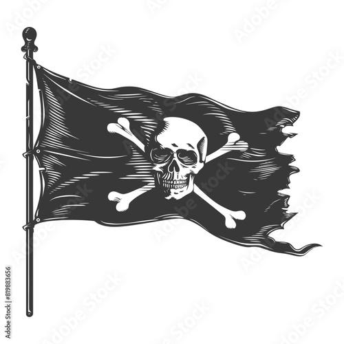 Silhouette Pirate flag with a skull and crossbones black color only