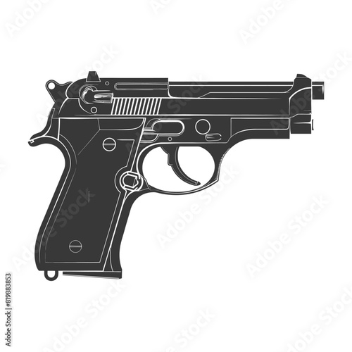 Silhouette Pistol gun military weapon black color only
