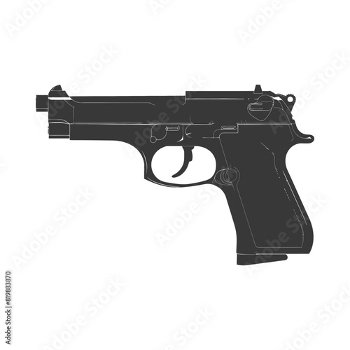 Silhouette pistol gun military weapon black color only