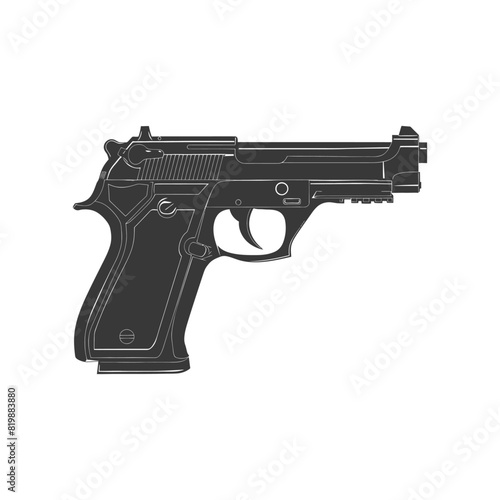 Silhouette pistol gun military weapon black color only