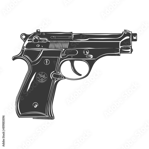 Silhouette Pistol gun military weapon black color only