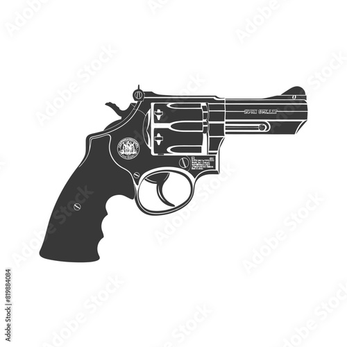 Silhouette revolver gun military weapon black color only