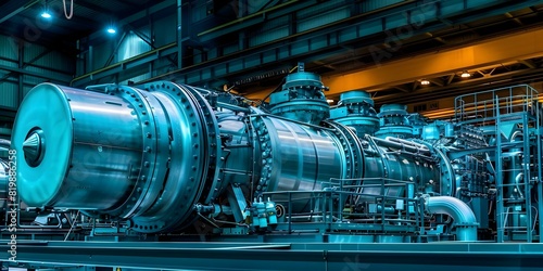 In-Depth Examination of Low-Pressure Steam Turbine in Industrial Power Generation Context. Concept Industrial Power Generation, Steam Turbine, Low-Pressure, In-Depth Examination