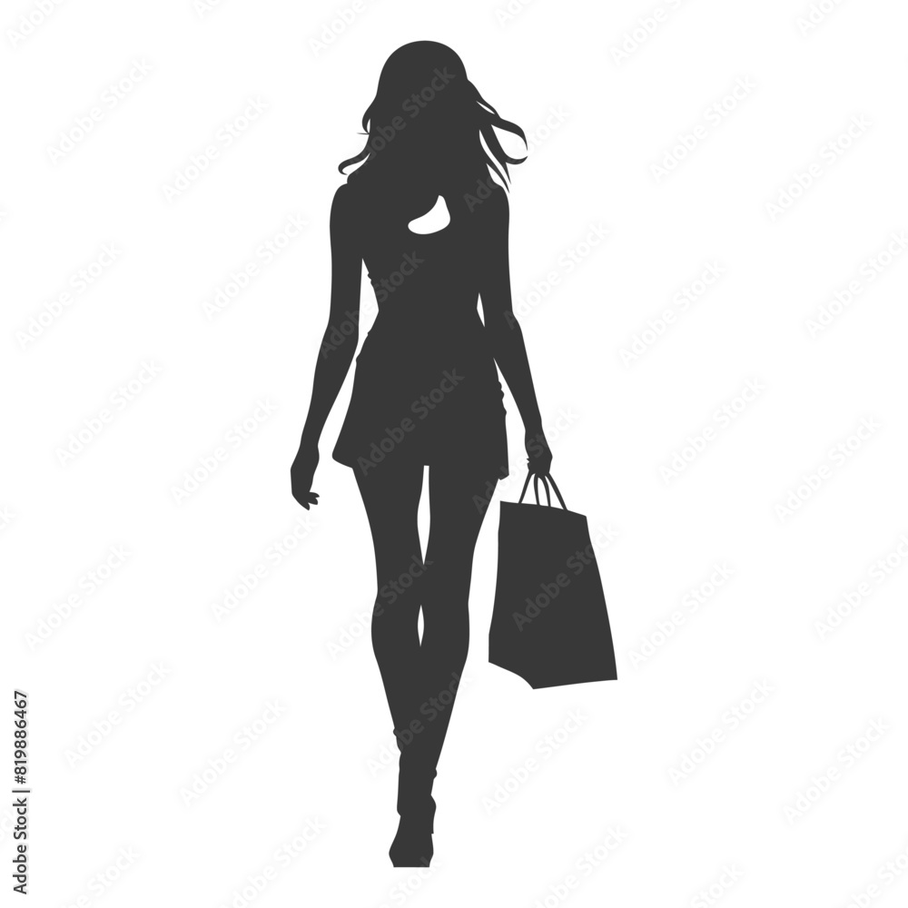 Silhouette Woman with Shopping bag full body black color only Silhouette Woman with Shopping bag full body black color only