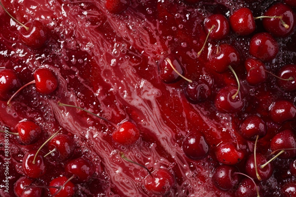 Red cherries with water splash on black background. Red cherries with water splash on black background.