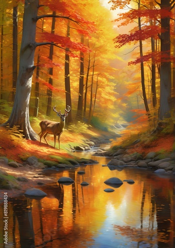 Deer in the fall forest