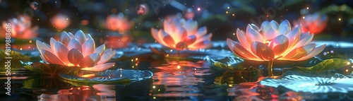 Wallpaper Mural Mystical holographic flowers in a Japanese zen garden, HD Torontodigital.ca