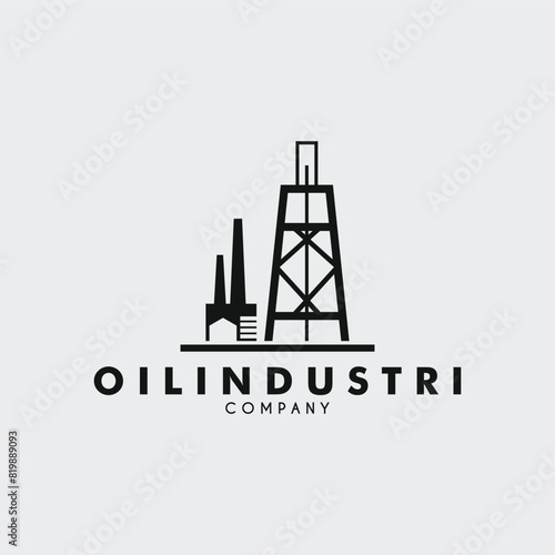 oil rig logo vector illustration design