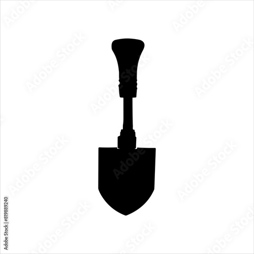 Small mini shovel silhouette isolated on white background. Shovel icon vector illustration design.