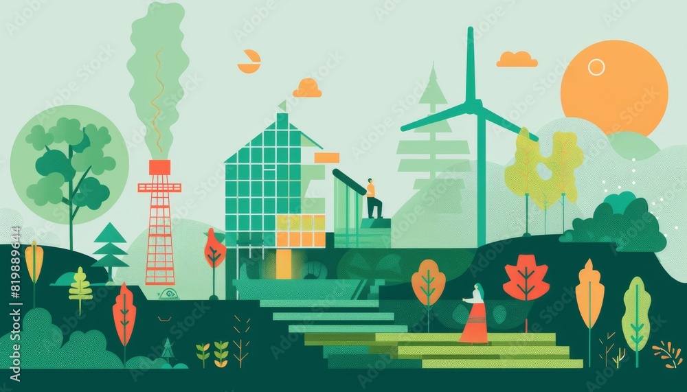 Fototapeta premium The image shows a green and sustainable city