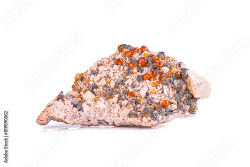 Tableau sur toile Spessartine garnet on feldspar with quartz, from China