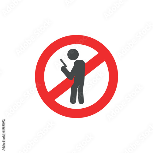 Vector illustration that it is prohibited to use a smartphone while walking.